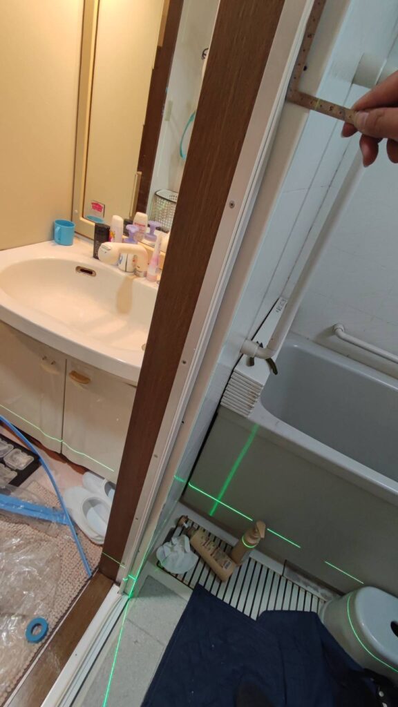 浴室折れ戸交換 新設枠取り付け